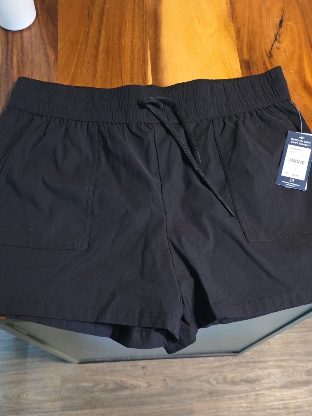 Lands' End Black Moisture-Wicking Drawstring Shorts